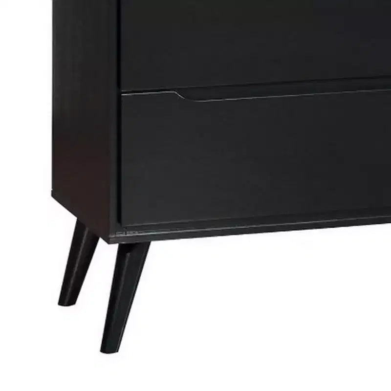 Cassettiera in legno Royal Hampton a 4 cassetti con gambe affusolate rotonde, nera