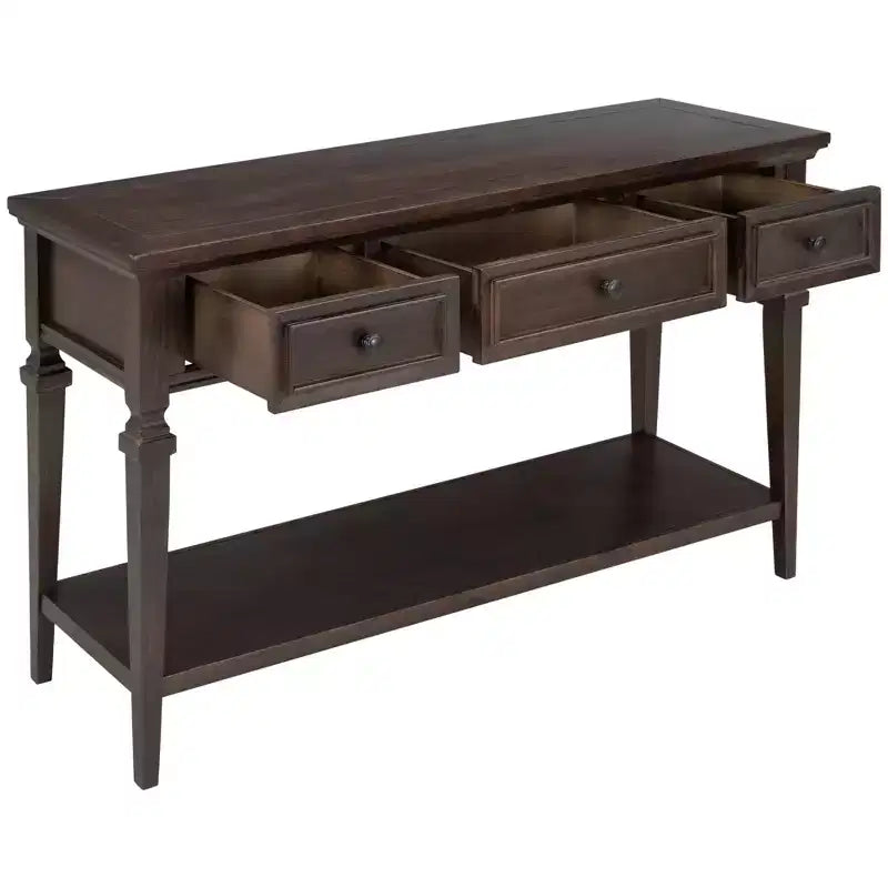 Consolle Vintage con Contenitore, Tavolo Stretto da Ingresso con Cassetti, Tavolo da Corridoio Stile Rustico con Ripiano Aperto
