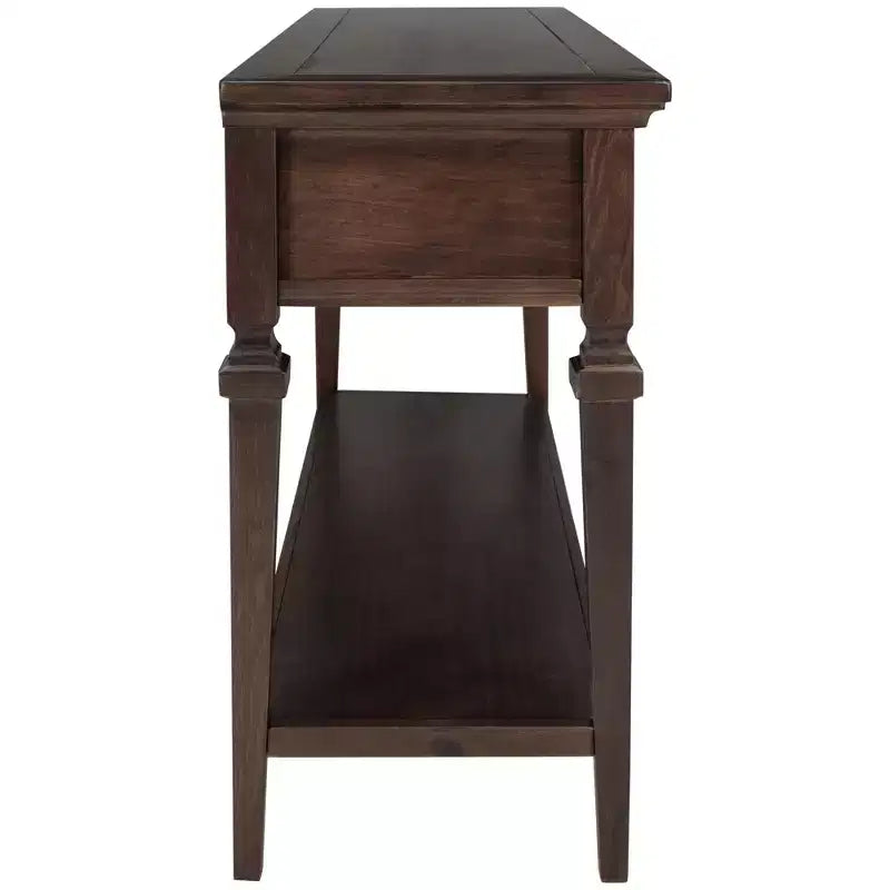 Consolle Vintage con Contenitore, Tavolo Stretto da Ingresso con Cassetti, Tavolo da Corridoio Stile Rustico con Ripiano Aperto