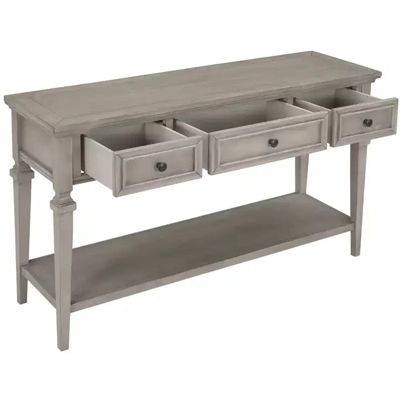 Consolle Vintage con Contenitore, Tavolo Stretto da Ingresso con Cassetti, Tavolo da Corridoio Stile Rustico con Ripiano Aperto