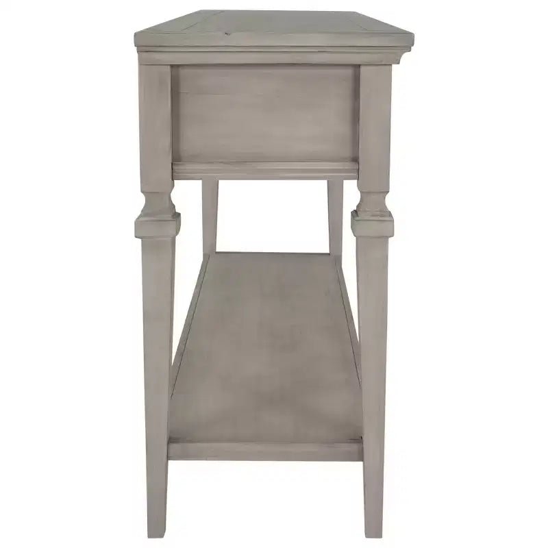 Consolle Vintage con Contenitore, Tavolo Stretto da Ingresso con Cassetti, Tavolo da Corridoio Stile Rustico con Ripiano Aperto