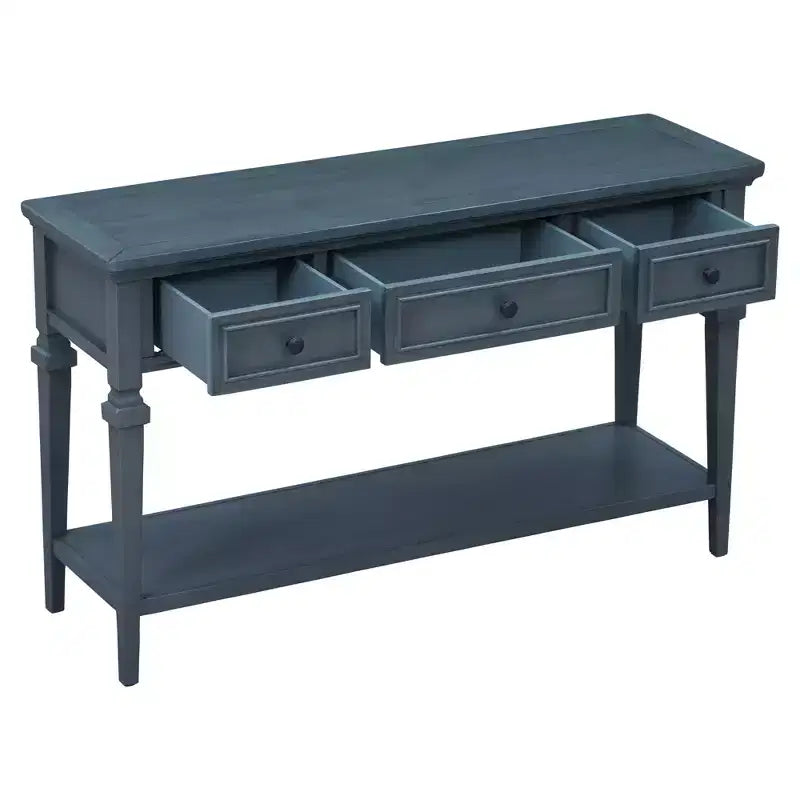 Consolle Vintage con Contenitore, Tavolo Stretto da Ingresso con Cassetti, Tavolo da Corridoio Stile Rustico con Ripiano Aperto