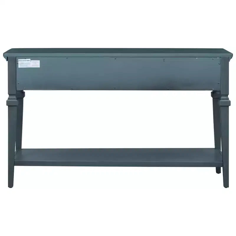 Consolle Vintage con Contenitore, Tavolo Stretto da Ingresso con Cassetti, Tavolo da Corridoio Stile Rustico con Ripiano Aperto