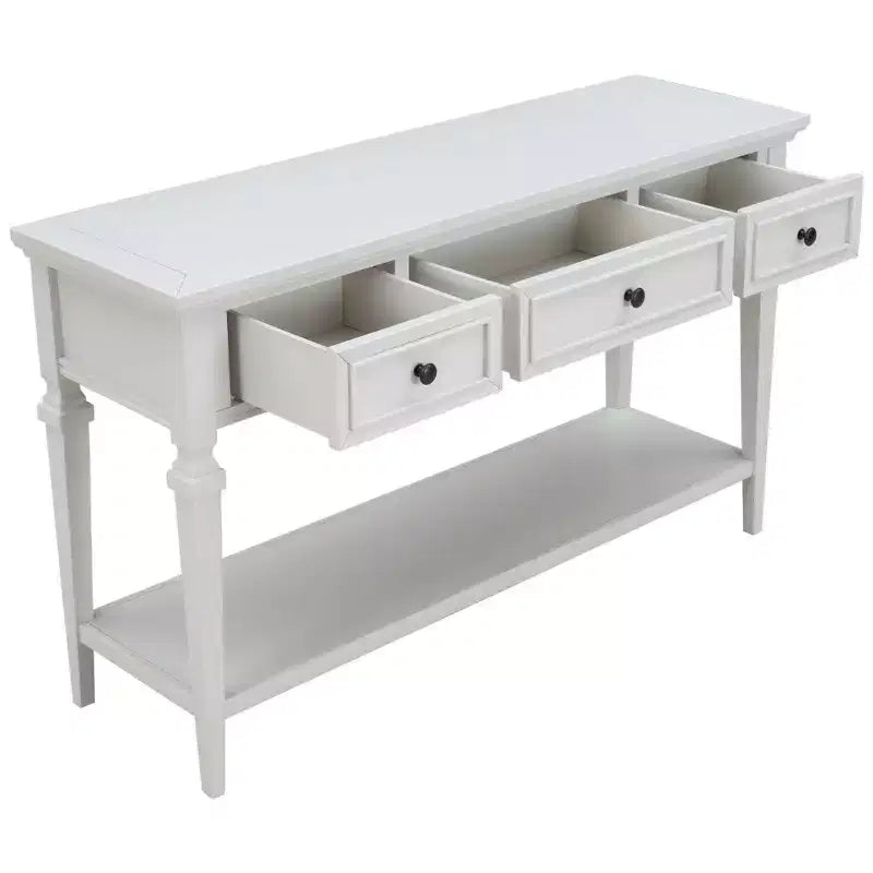 Consolle Vintage con Contenitore, Tavolo Stretto da Ingresso con Cassetti, Tavolo da Corridoio Stile Rustico con Ripiano Aperto
