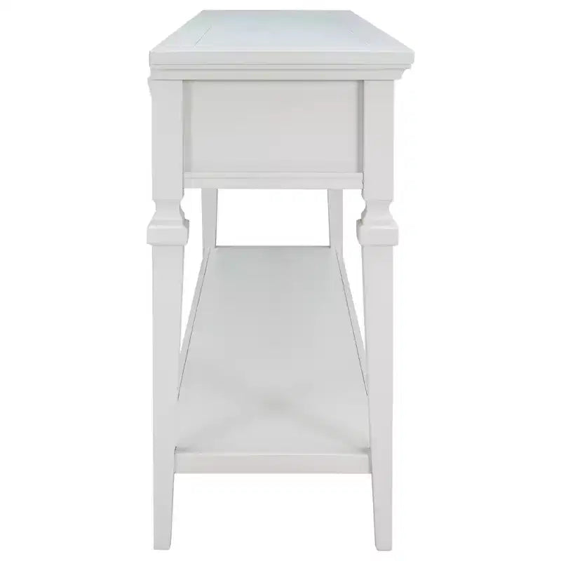 Consolle Vintage con Contenitore, Tavolo Stretto da Ingresso con Cassetti, Tavolo da Corridoio Stile Rustico con Ripiano Aperto