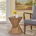 MAYEERTY 1 Pack Sculptural Hourglass Side Table, Artisan Wood-Like End Table for Living Room, Patio