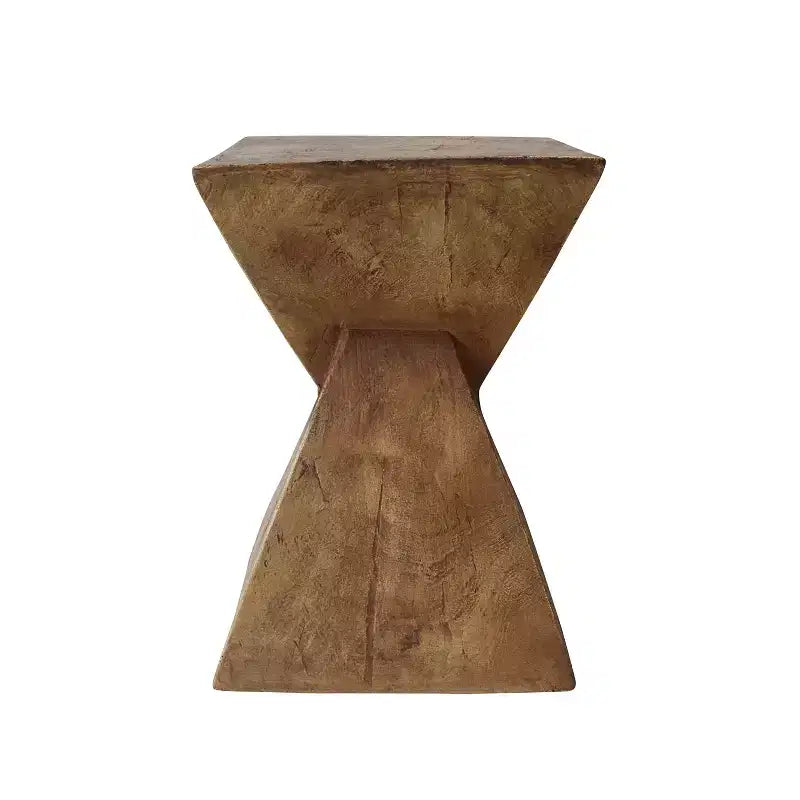 MAYEERTY Tavolino Scultoreo a Clessidra da 1 Pezzo, Tavolino Artigianale Effetto Legno per Soggiorno, Patio