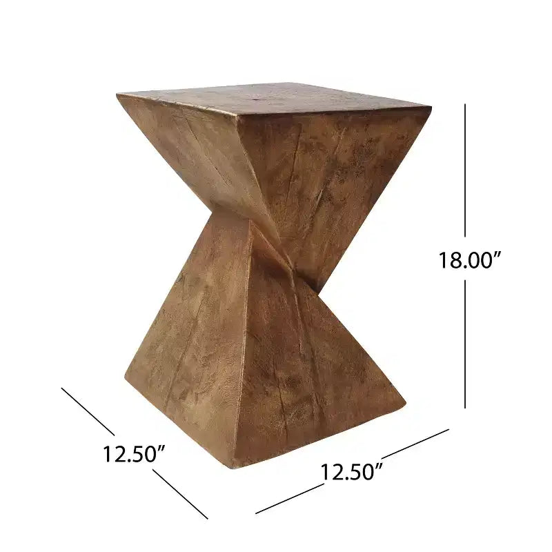 MAYEERTY Tavolino Scultoreo a Clessidra da 1 Pezzo, Tavolino Artigianale Effetto Legno per Soggiorno, Patio