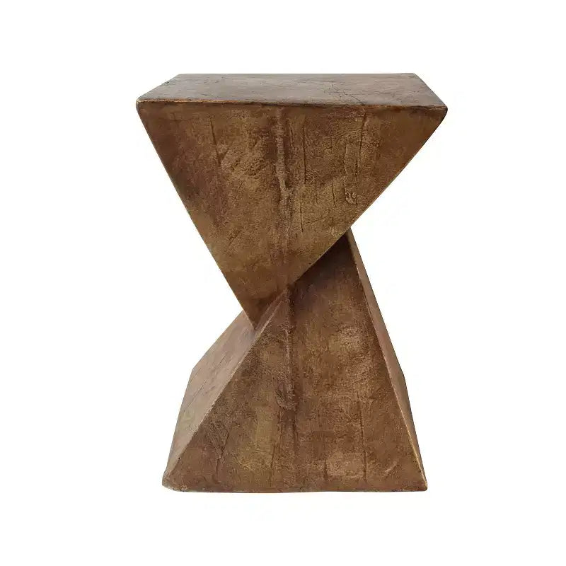 MAYEERTY Tavolino Scultoreo a Clessidra da 1 Pezzo, Tavolino Artigianale Effetto Legno per Soggiorno, Patio