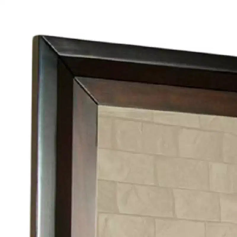 Specchio da cassettone Royal Hampton, 38 pollici, in legno massello marrone noce scuro e nero