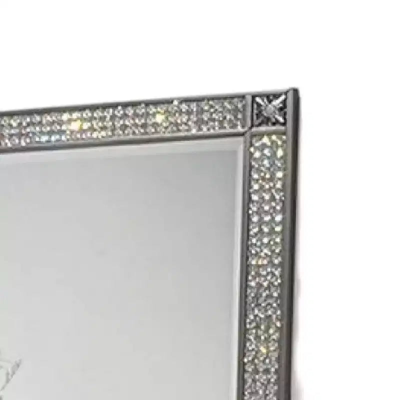 Specchio da comò Royal Hampton, cornice con finiture in cristallo, legno massello grigio da 46 pollici