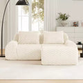 82 L-Shaped Modular Sofa Flannelette 2-Seater Ottoman Buckle No Assembly Cream