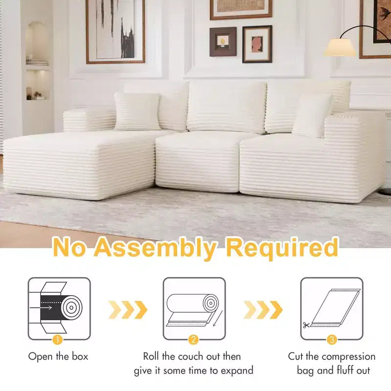 Divano Sezionale Modulare PexFix con Chaise a L, Divani Moderni Imbottiti Cloud con Cuscini Decorativi per Soggiorno Camera da Letto
