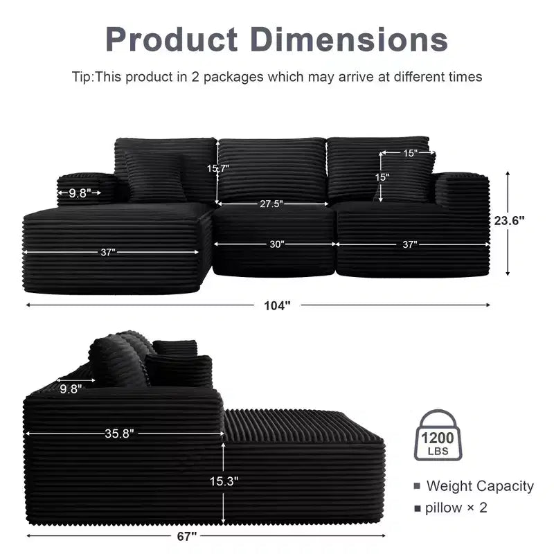 Divano Sezionale Modulare PexFix con Chaise a L, Divani Moderni Imbottiti Cloud con Cuscini Decorativi per Soggiorno Camera da Letto