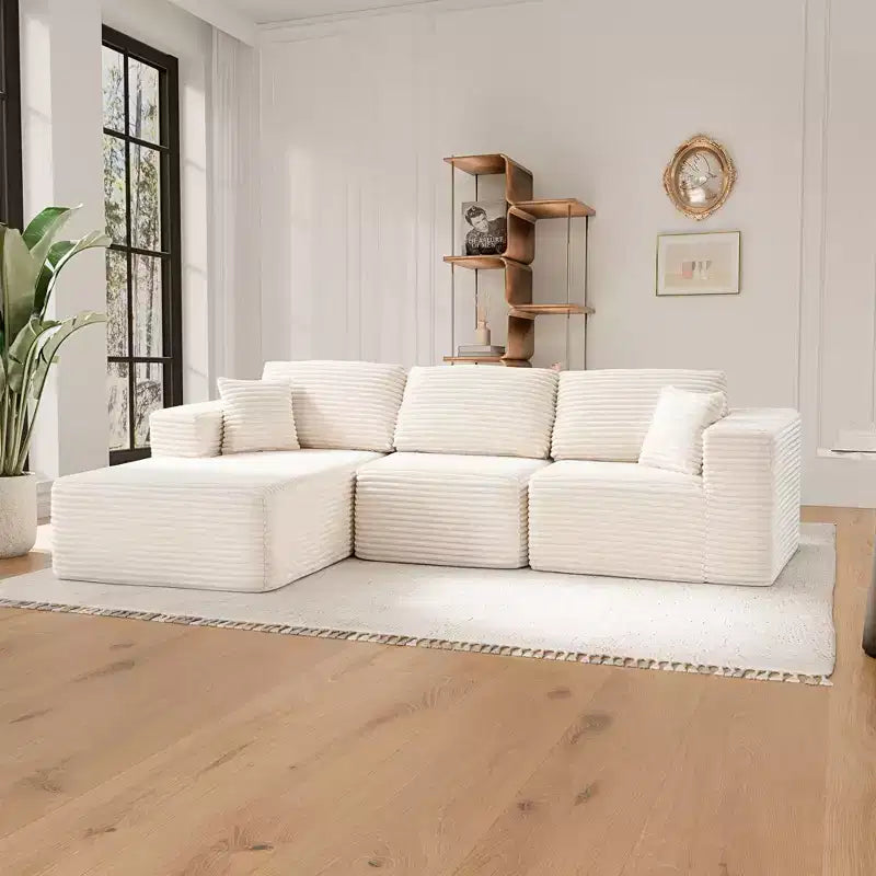 Divano Sezionale Modulare PexFix con Chaise a L, Divani Moderni Imbottiti Cloud con Cuscini Decorativi per Soggiorno Camera da Letto