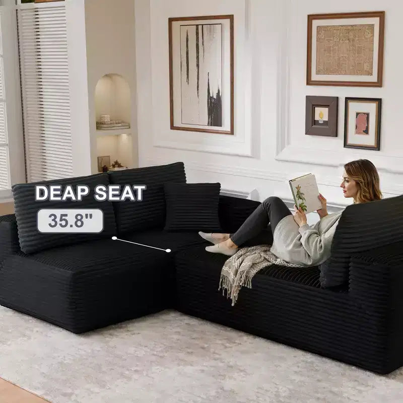 Divano Sezionale Modulare PexFix con Chaise a L, Divani Moderni Imbottiti Cloud con Cuscini Decorativi per Soggiorno Camera da Letto