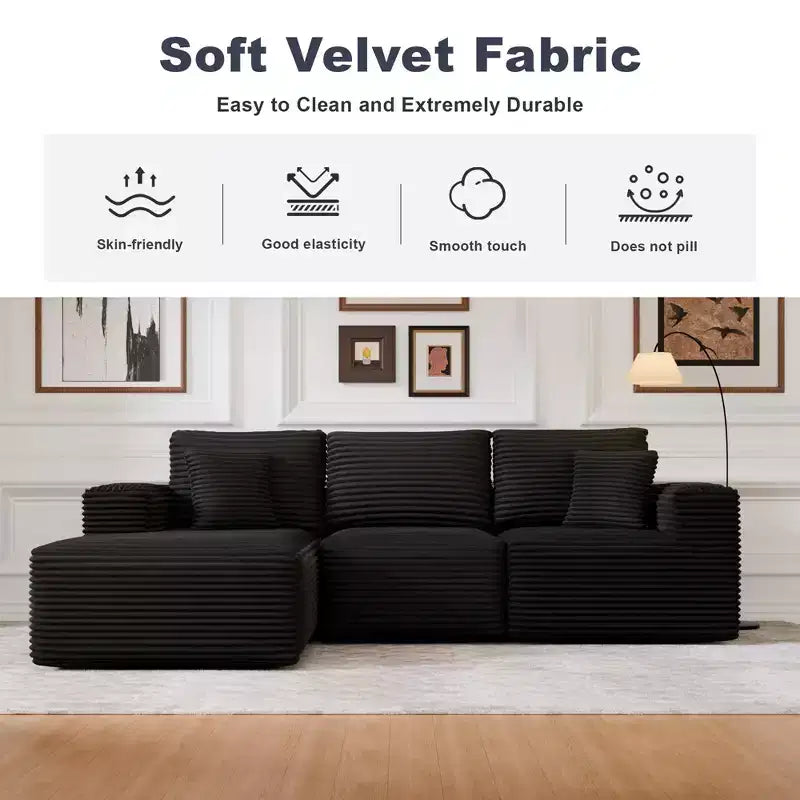 Divano Sezionale Modulare PexFix con Chaise a L, Divani Moderni Imbottiti Cloud con Cuscini Decorativi per Soggiorno Camera da Letto