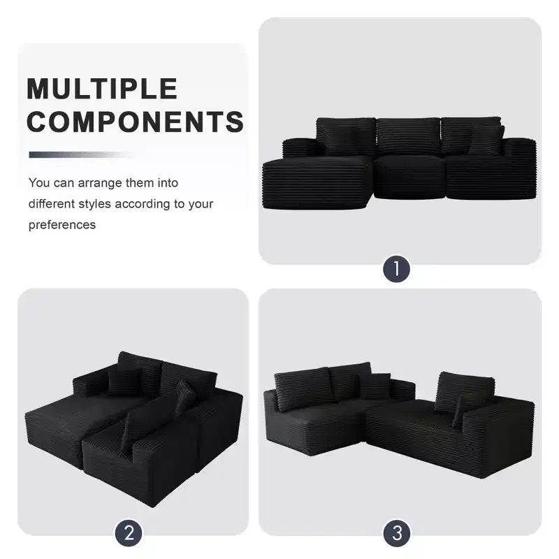 Divano Sezionale Modulare PexFix con Chaise a L, Divani Moderni Imbottiti Cloud con Cuscini Decorativi per Soggiorno Camera da Letto