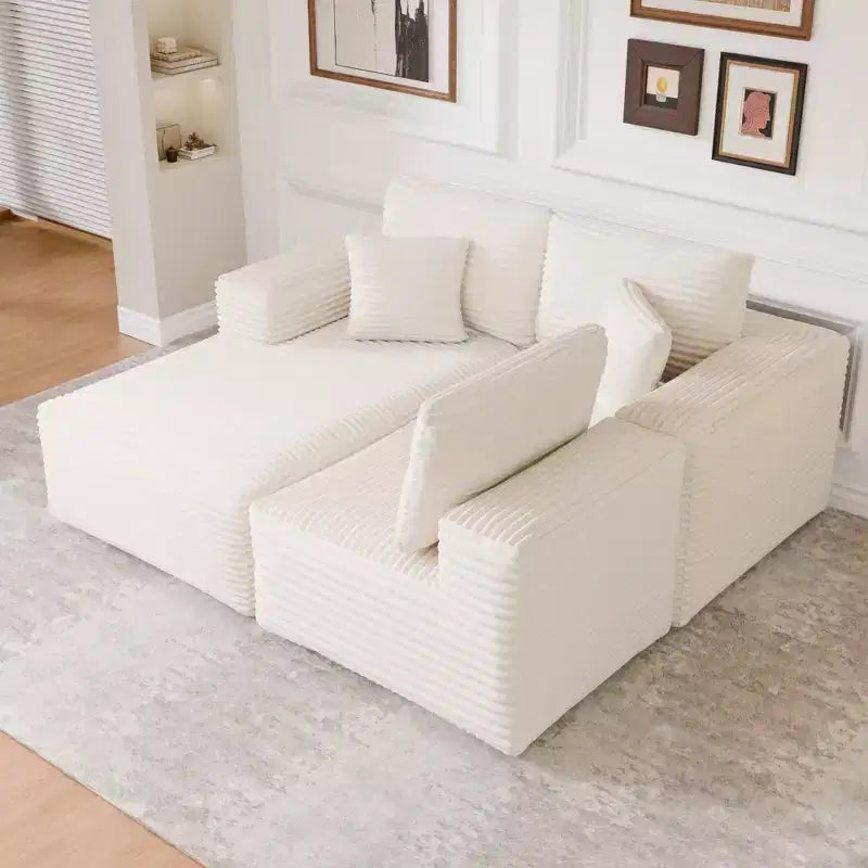 Divano Sezionale Modulare PexFix con Chaise a L, Divani Moderni Imbottiti Cloud con Cuscini Decorativi per Soggiorno Camera da Letto