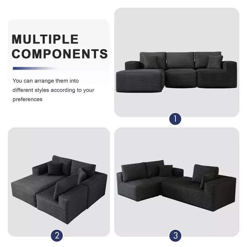 Divano Sezionale Modulare PexFix con Chaise a L, Divani Moderni Imbottiti Cloud con Cuscini Decorativi per Soggiorno Camera da Letto