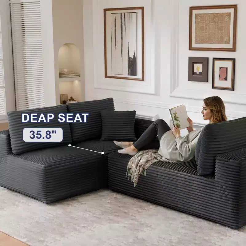 Divano Sezionale Modulare PexFix con Chaise a L, Divani Moderni Imbottiti Cloud con Cuscini Decorativi per Soggiorno Camera da Letto