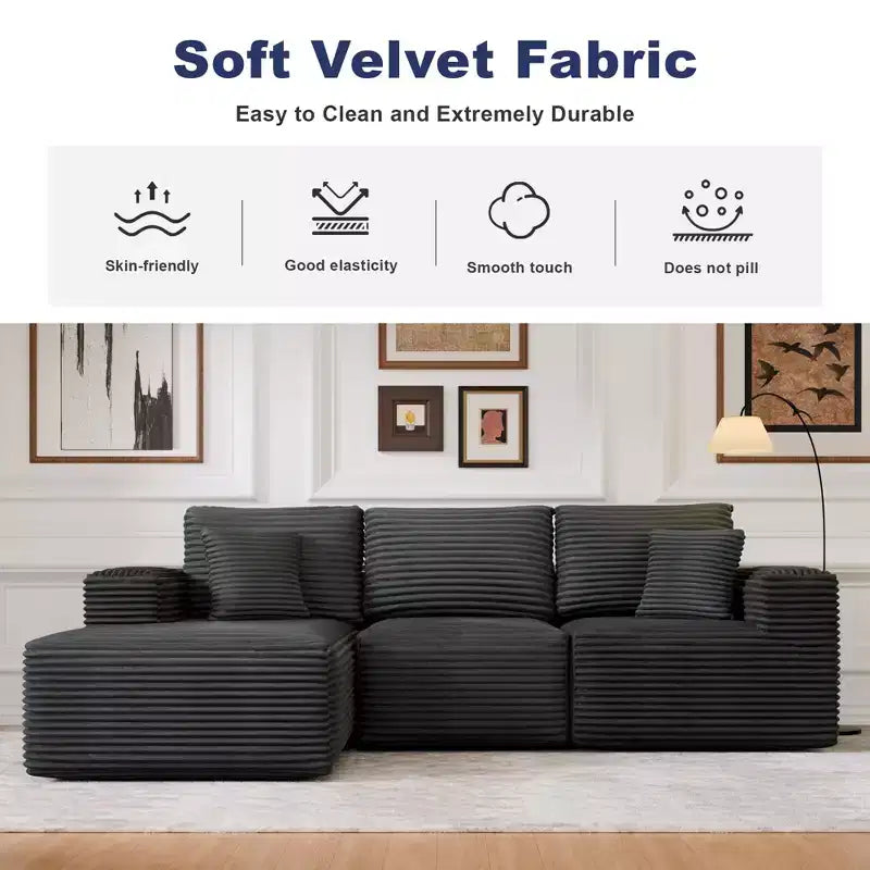Divano Sezionale Modulare PexFix con Chaise a L, Divani Moderni Imbottiti Cloud con Cuscini Decorativi per Soggiorno Camera da Letto