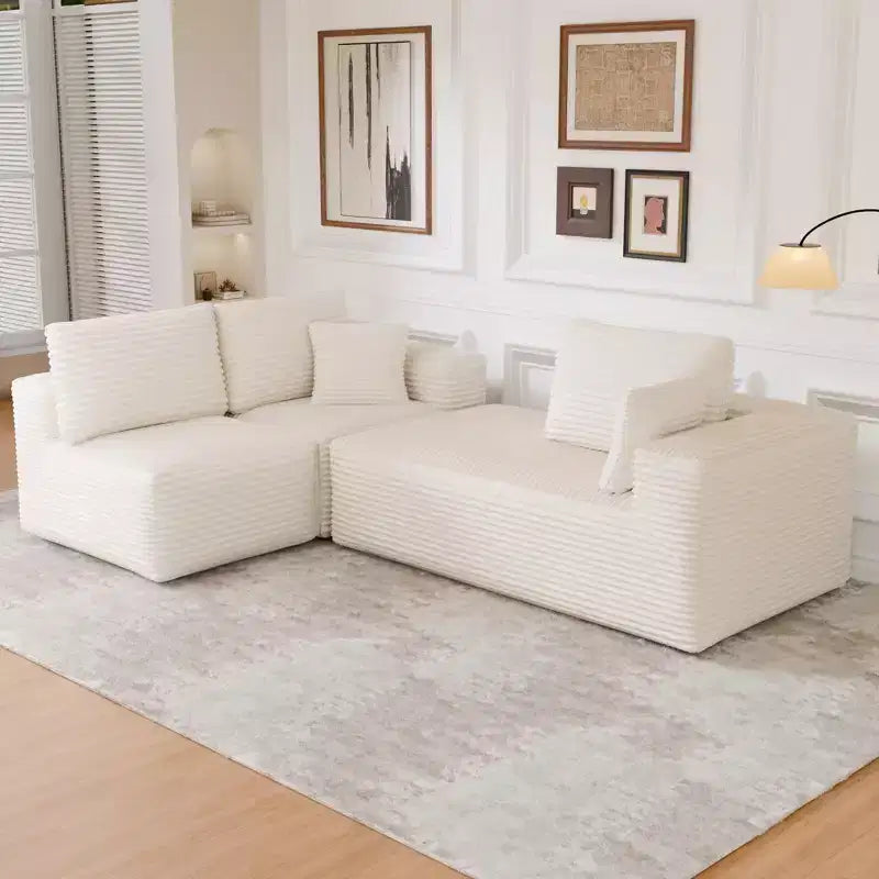 Divano Sezionale Modulare PexFix con Chaise a L, Divani Moderni Imbottiti Cloud con Cuscini Decorativi per Soggiorno Camera da Letto