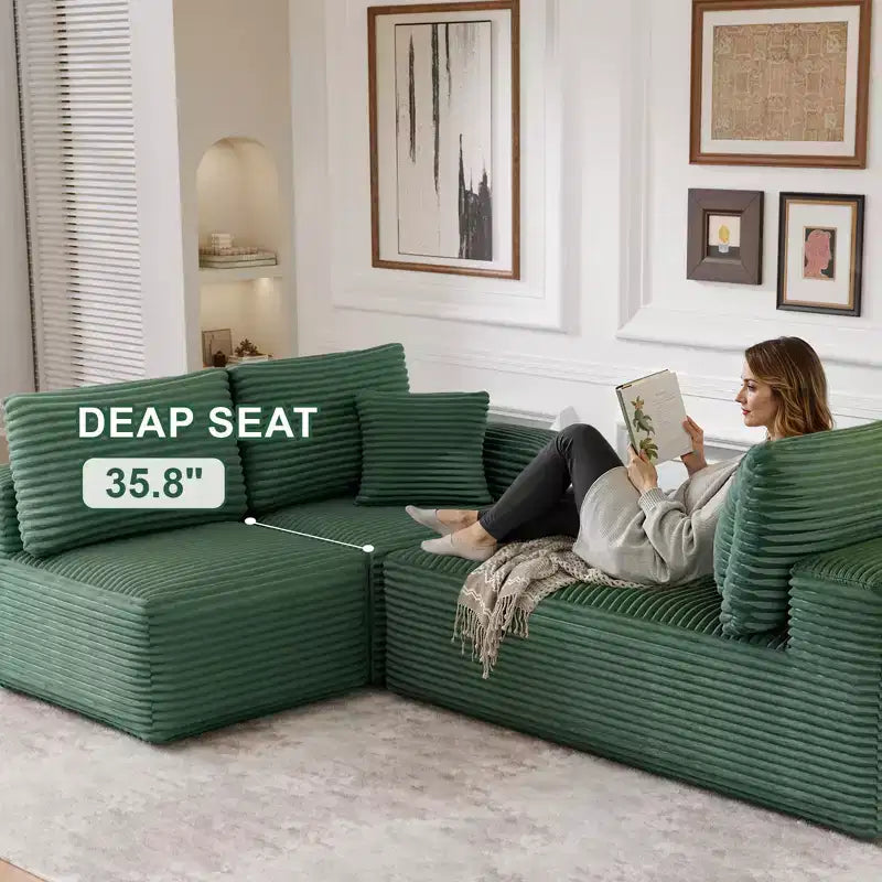 Divano Sezionale Modulare PexFix con Chaise a L, Divani Moderni Imbottiti Cloud con Cuscini Decorativi per Soggiorno Camera da Letto