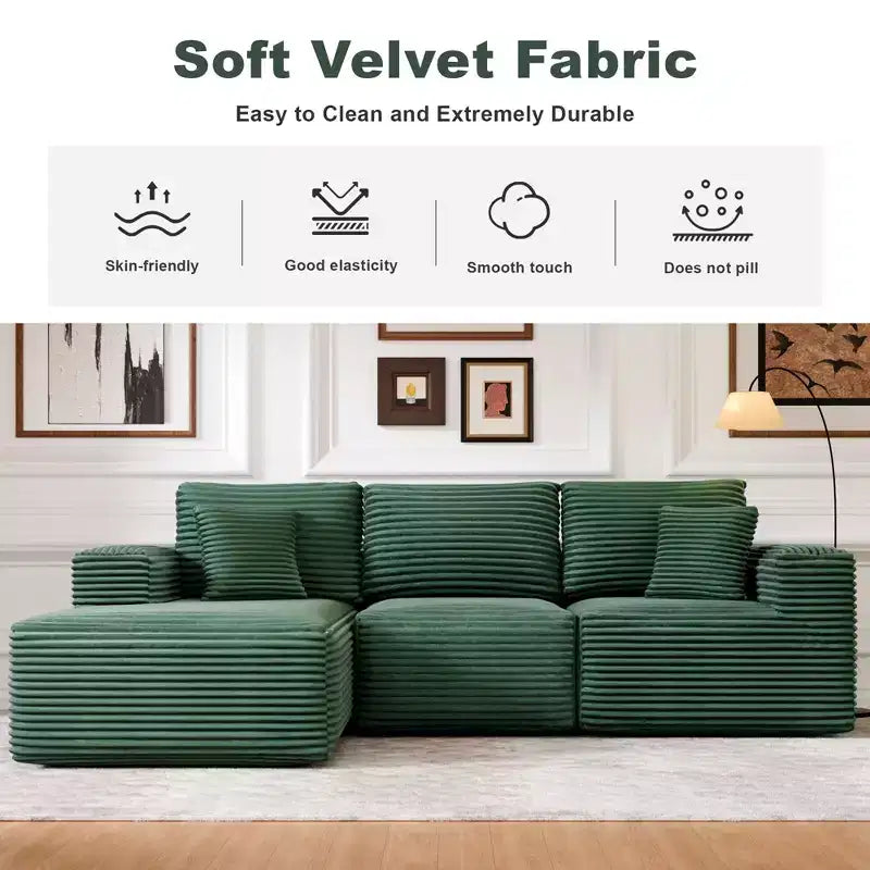 Divano Sezionale Modulare PexFix con Chaise a L, Divani Moderni Imbottiti Cloud con Cuscini Decorativi per Soggiorno Camera da Letto