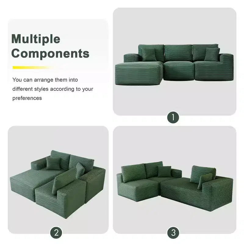 Divano Sezionale Modulare PexFix con Chaise a L, Divani Moderni Imbottiti Cloud con Cuscini Decorativi per Soggiorno Camera da Letto