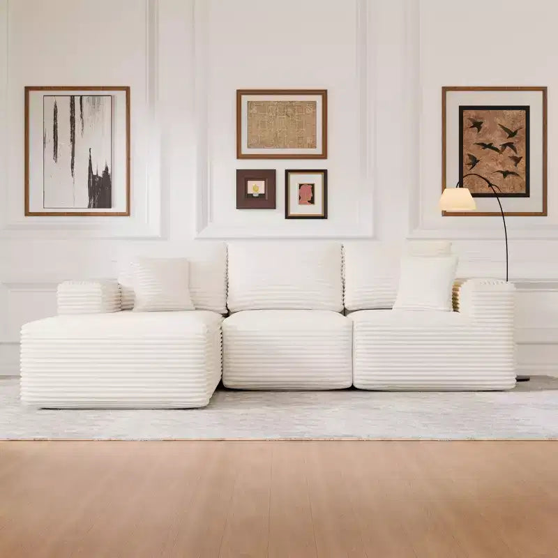 Divano Sezionale Modulare PexFix con Chaise a L, Divani Moderni Imbottiti Cloud con Cuscini Decorativi per Soggiorno Camera da Letto