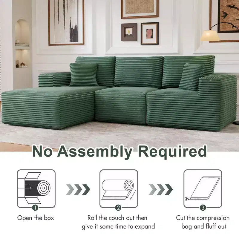 Divano Sezionale Modulare PexFix con Chaise a L, Divani Moderni Imbottiti Cloud con Cuscini Decorativi per Soggiorno Camera da Letto