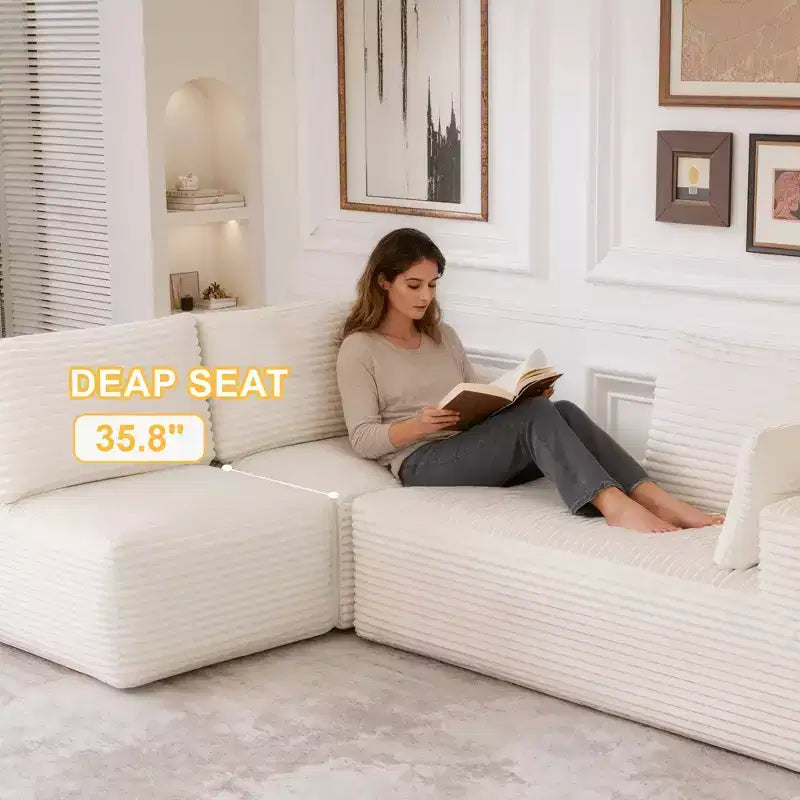 Divano Sezionale Modulare PexFix con Chaise a L, Divani Moderni Imbottiti Cloud con Cuscini Decorativi per Soggiorno Camera da Letto