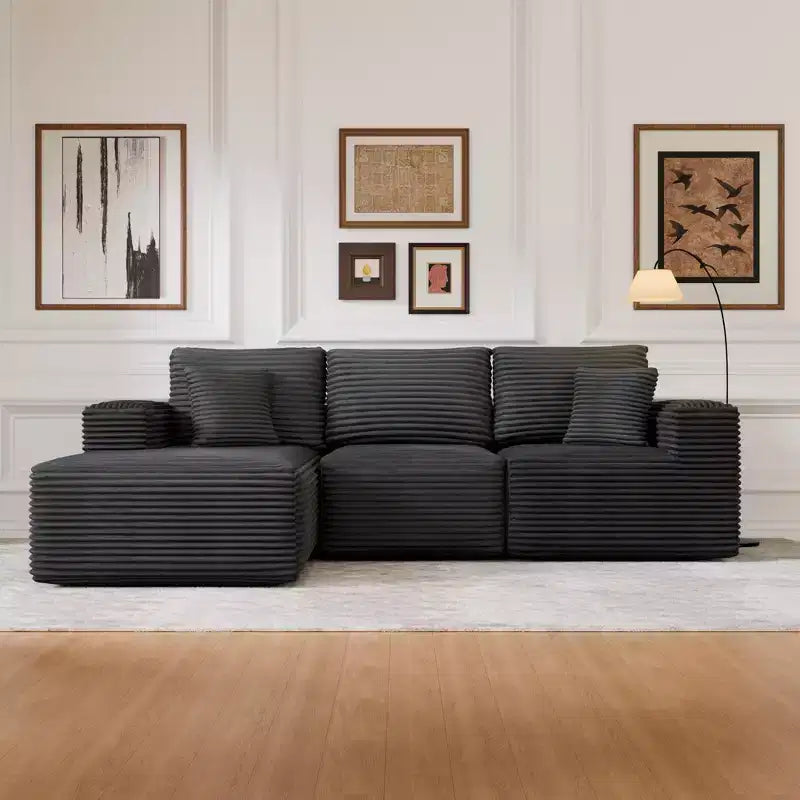 Divano Sezionale Modulare PexFix con Chaise a L, Divani Moderni Imbottiti Cloud con Cuscini Decorativi per Soggiorno Camera da Letto