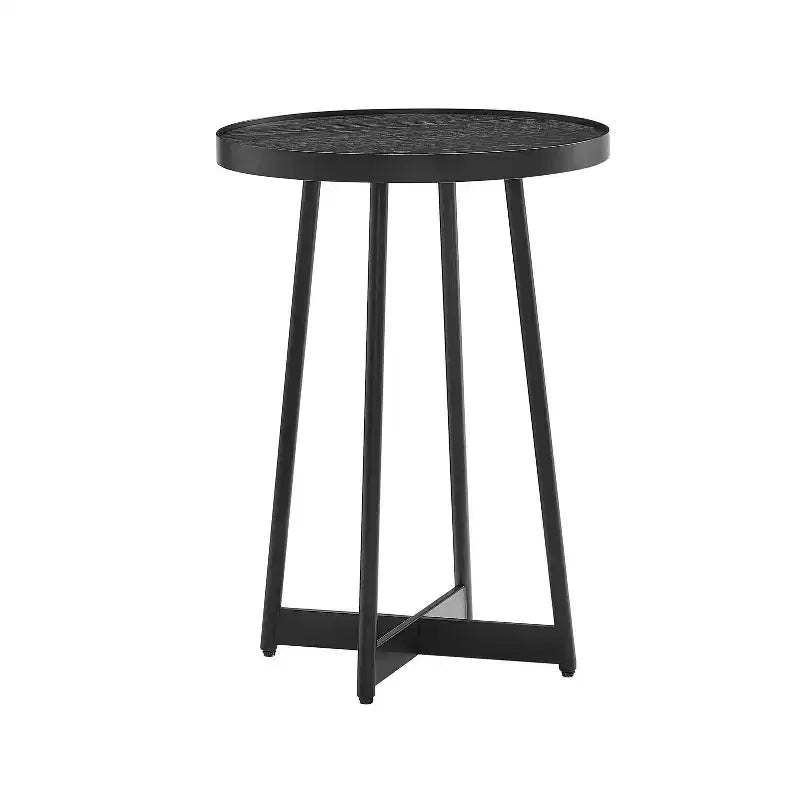 Tavolino da salotto Homy Casa rotondo in metallo e legno, moderno, nero