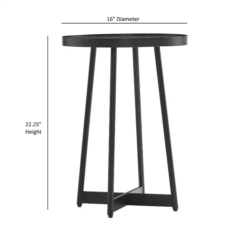 Tavolino da salotto Homy Casa rotondo in metallo e legno, moderno, nero