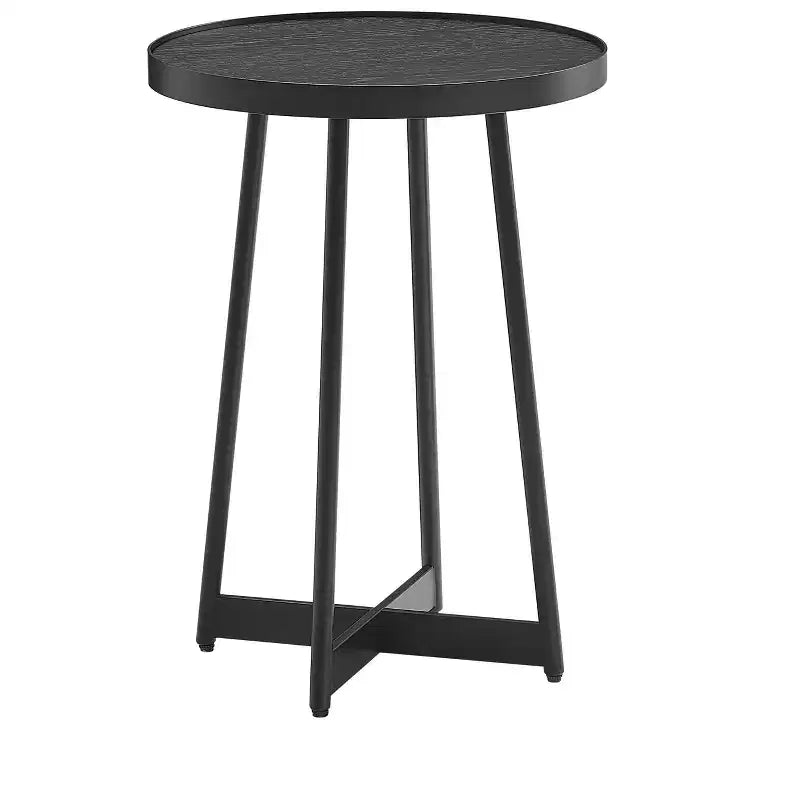 Tavolino da salotto Homy Casa rotondo in metallo e legno, moderno, nero