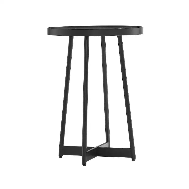 Tavolino da salotto Homy Casa rotondo in metallo e legno, moderno, nero