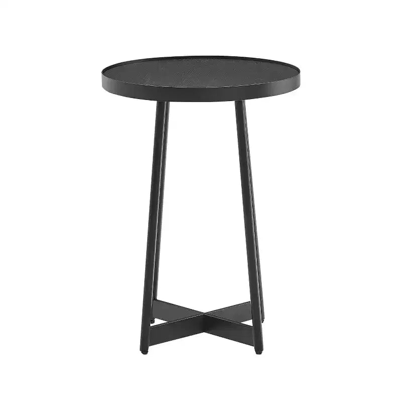 Tavolino da salotto Homy Casa rotondo in metallo e legno, moderno, nero