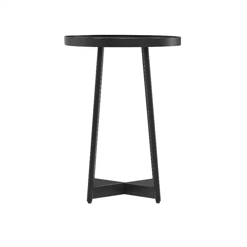 Tavolino da salotto Homy Casa rotondo in metallo e legno, moderno, nero