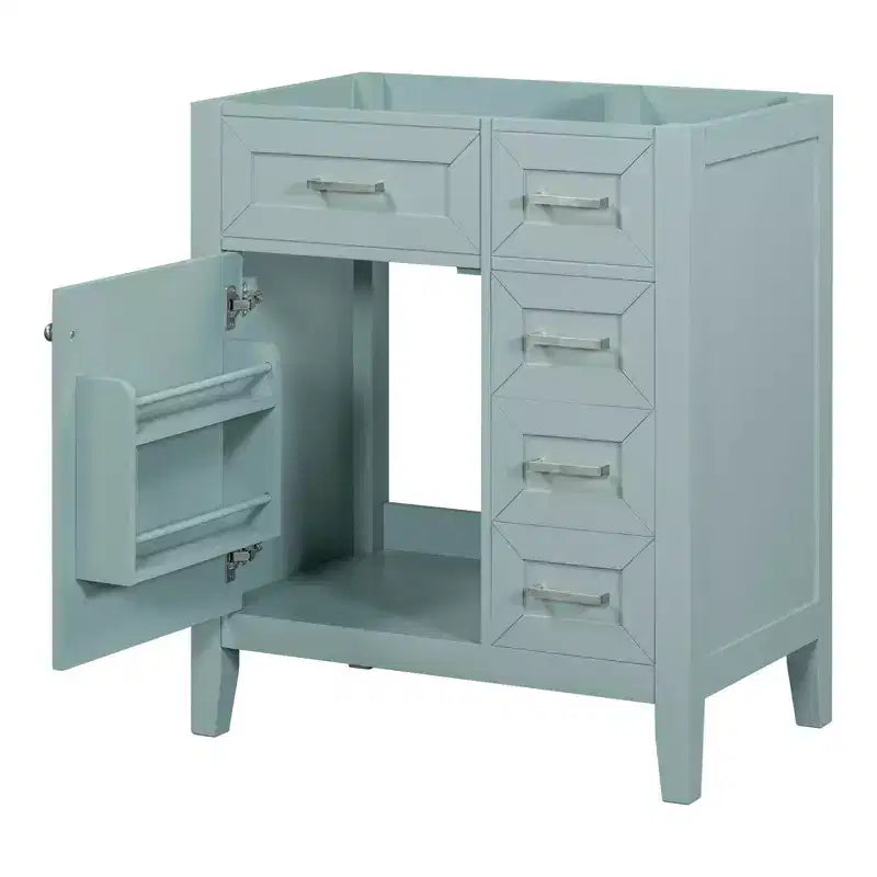 MAYEERTY Mobiletto Bagno 30 Pollici senza Lavello Base Armadietto Telaio Solido Cassetti in MDF Verde