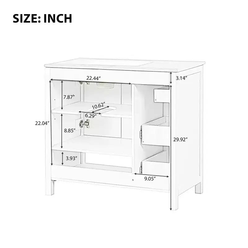 Mobile bagno MAYEERTY 36 con lavabo 2 ante 2 cassetti Legno massello Ripiano aperto MDF Nero