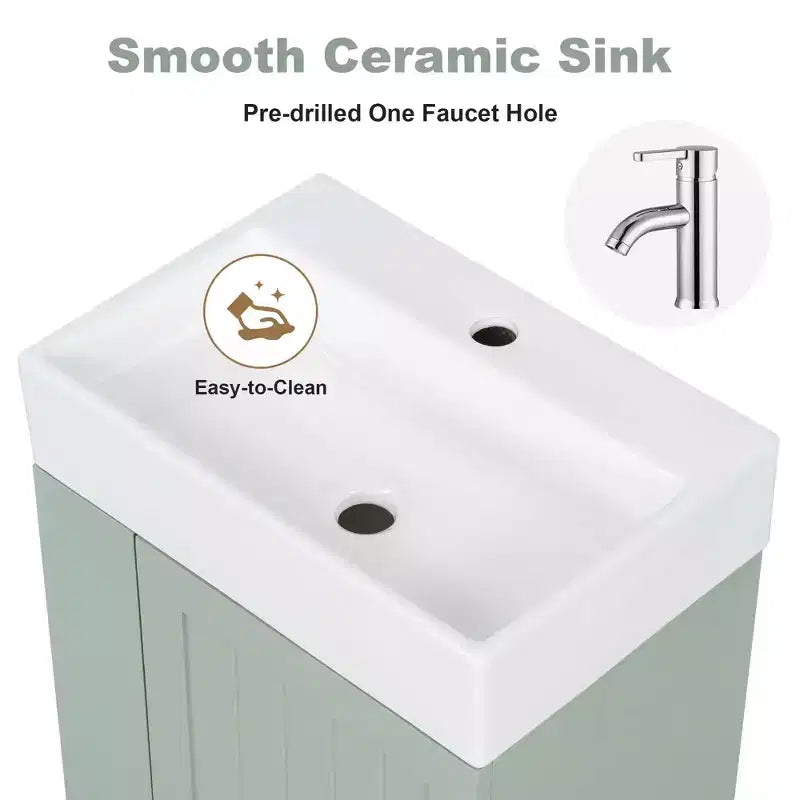 MAYEERTY 20 Mobile da Bagno con Lavabo in Ceramica Cassetti Contenitori in MDF Mensola Laterale Maniglia Dorata Bagno Piccolo