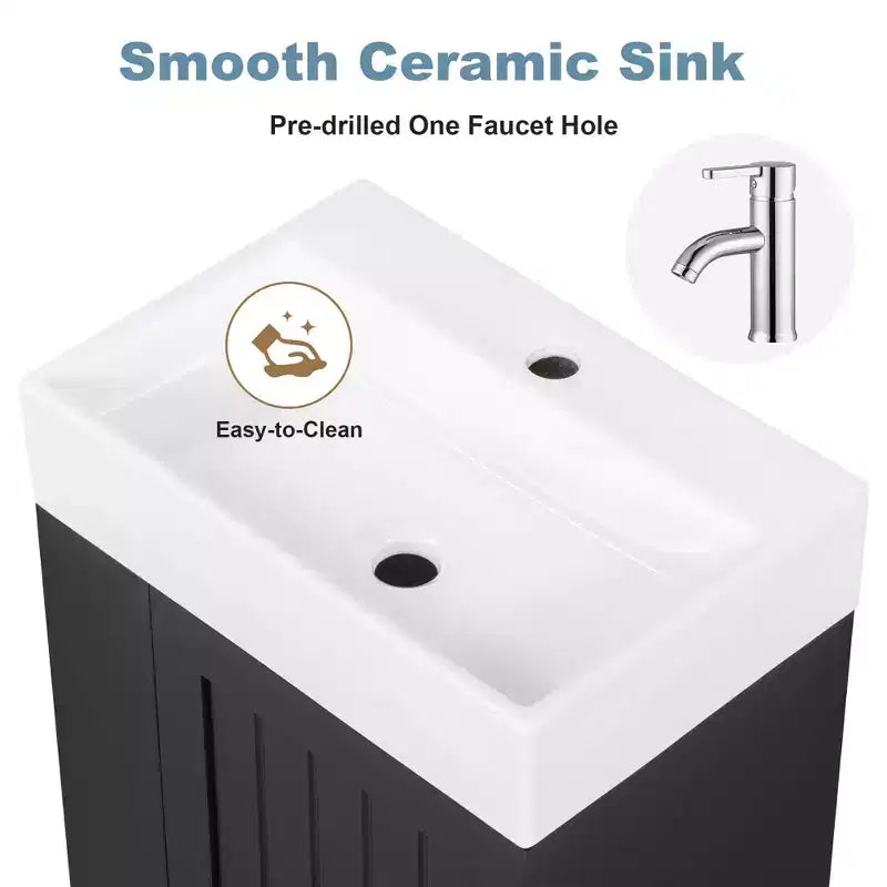 MAYEERTY 20 Mobile da Bagno con Lavabo in Ceramica Cassetti Contenitori in MDF Mensola Laterale Maniglia Dorata Bagno Piccolo