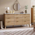 Fluted Dresser for Bedroom with 9 Deep Drawers, 60.6 in Wide Modern Chest of Drawers