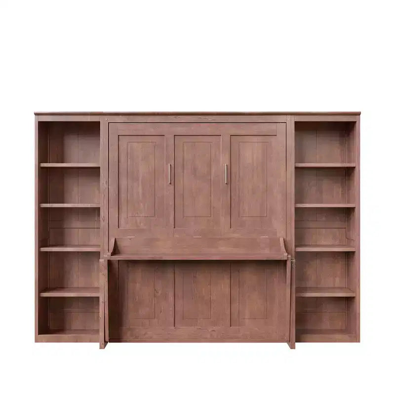 Letto a scomparsa Whisen Full Size e struttura letto con scrivania e libreria, design salvaspazio