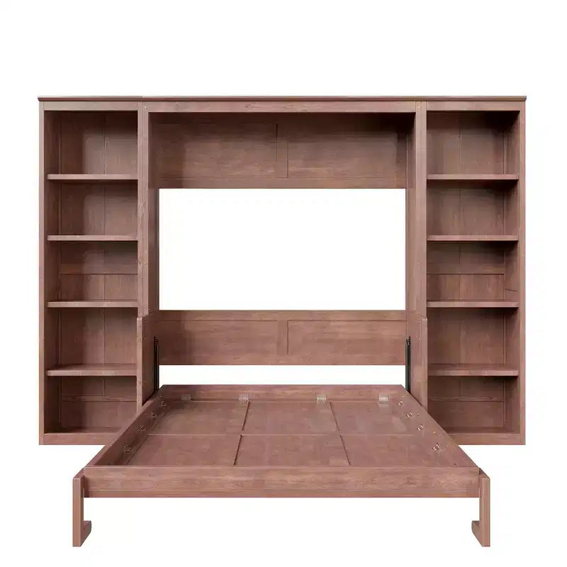 Letto a scomparsa Whisen Full Size e struttura letto con scrivania e libreria, design salvaspazio