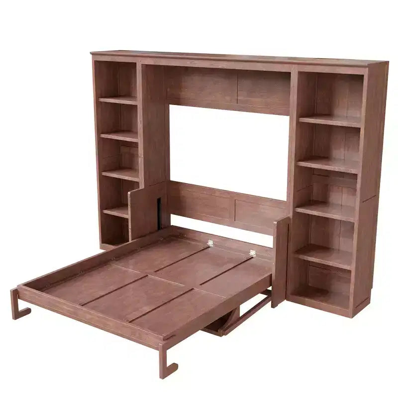 Letto a scomparsa Whisen Full Size e struttura letto con scrivania e libreria, design salvaspazio