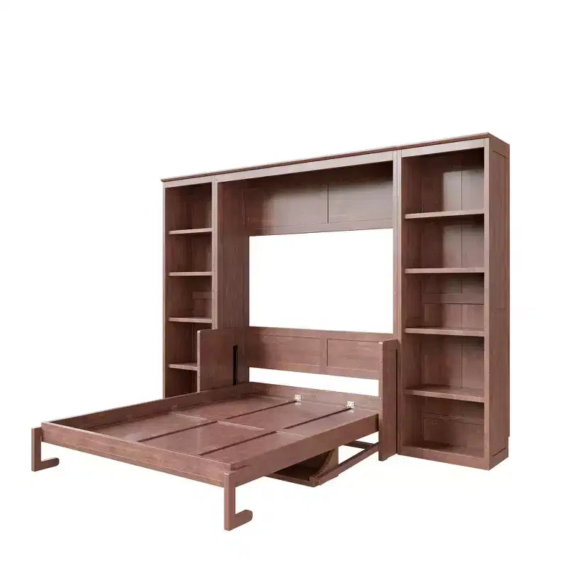 Letto a scomparsa Whisen Full Size e struttura letto con scrivania e libreria, design salvaspazio