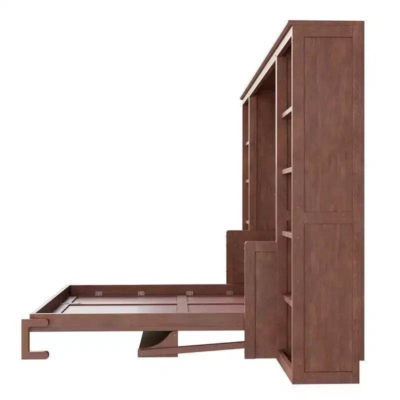Letto a scomparsa Whisen Full Size e struttura letto con scrivania e libreria, design salvaspazio